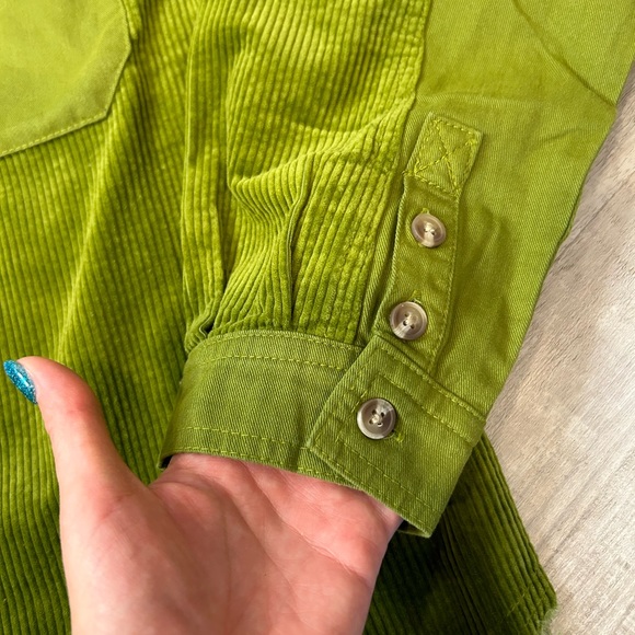 Forever 21 Jacket Corduroy Button-Up Shirt Front Shacket Sz S Olive - Picture 4 of 10